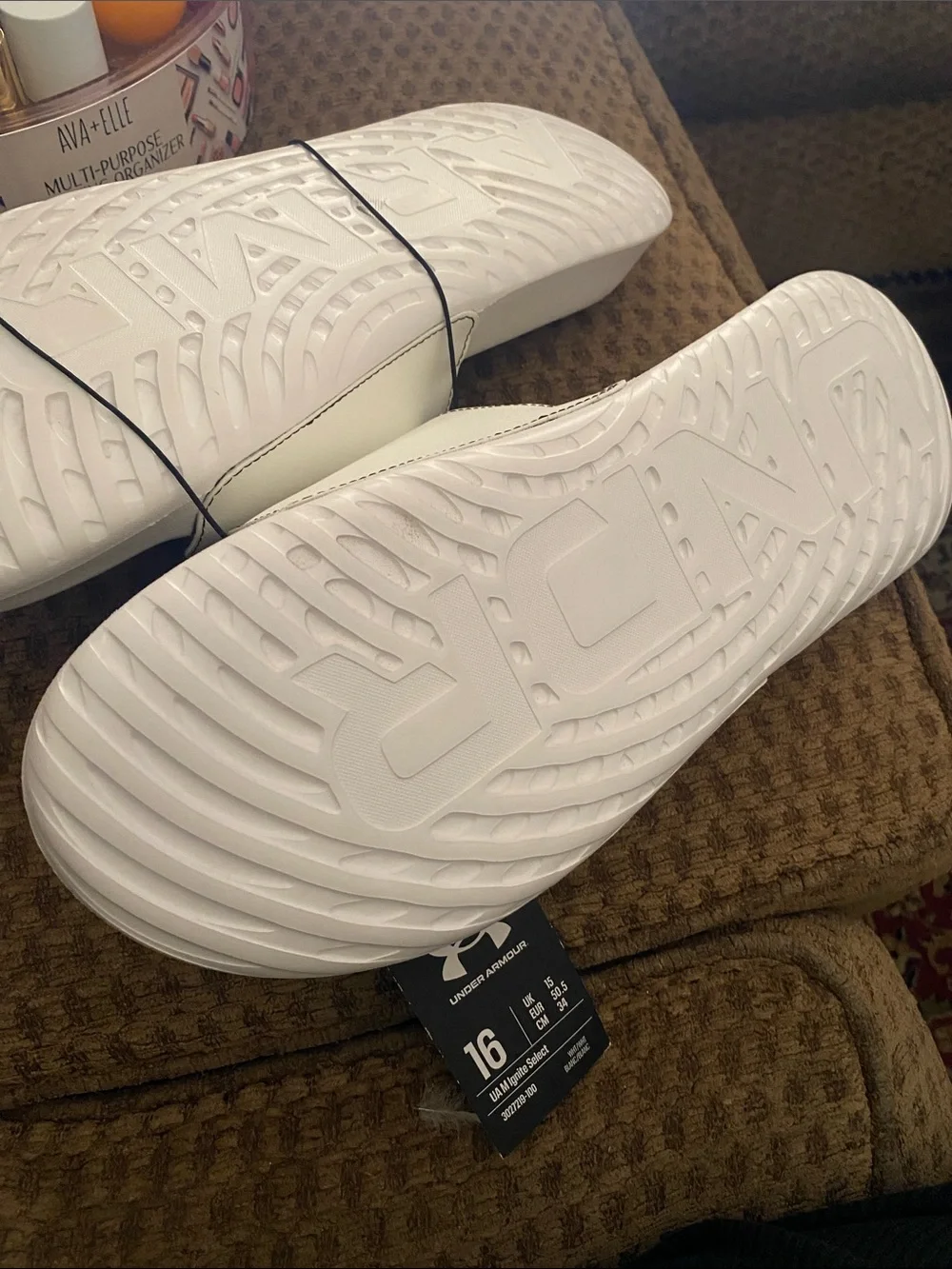 Under Armour White and Black Men's Slide Sandals